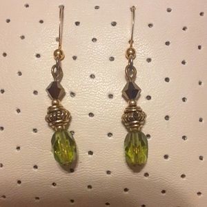 Green and gold earrings